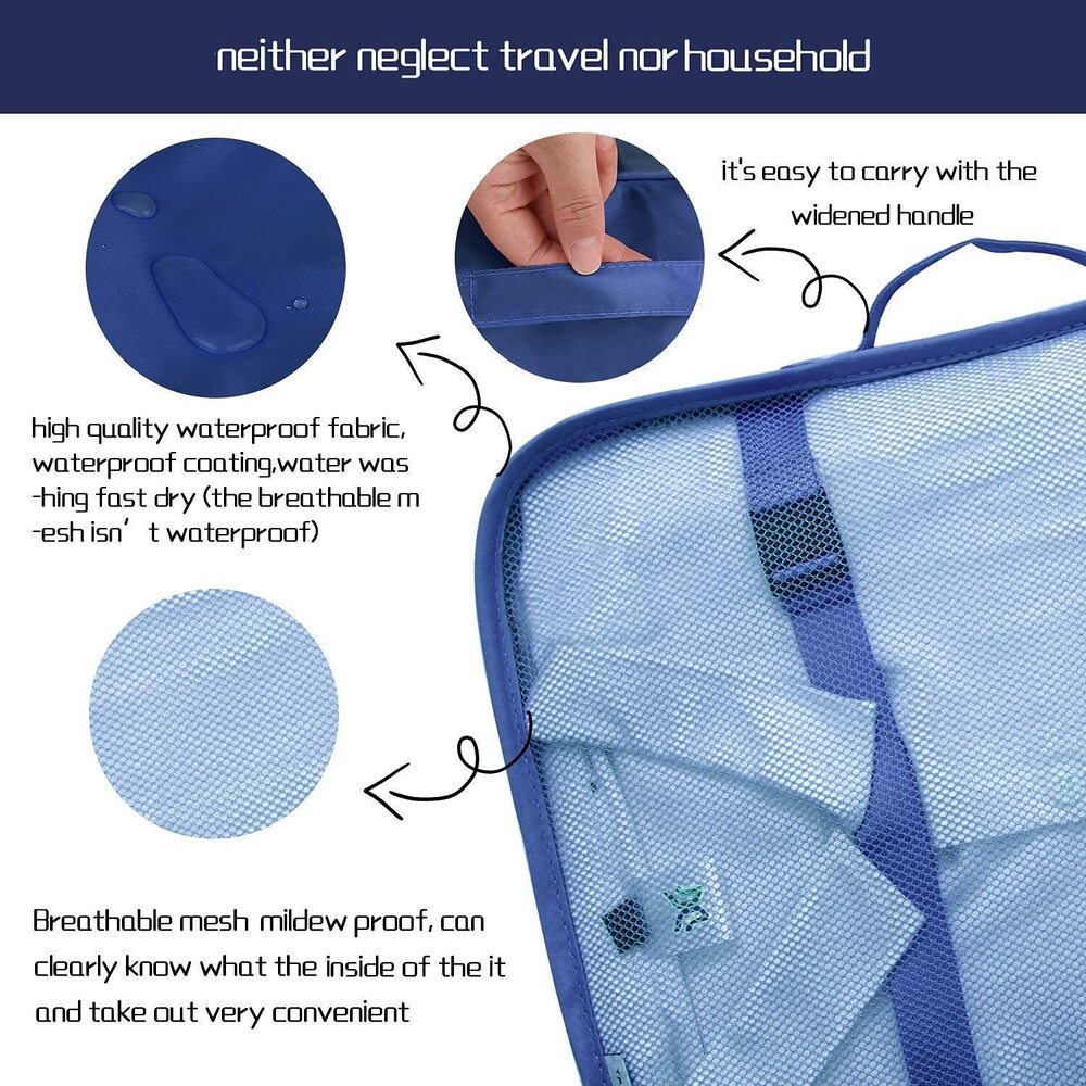 7 Pcs Travel Organizer Bags - Nylon, 32l X 2.8w X 19.2h Centimeters | Waterproof, Durable, 7-in-1 Set With Packing Cubes, Shoe Bag & Toiletry Bag