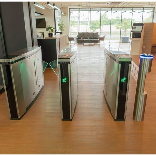 Flap Barrier With Qr Code Base Access Control System - Color: Silver