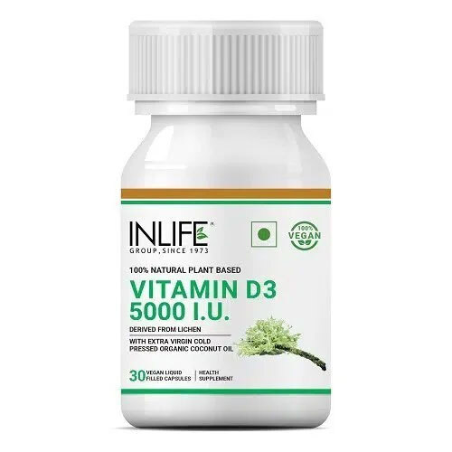 Inlife Plant Based Vegan Vitamin D3 From Lichen, 5000 Iu