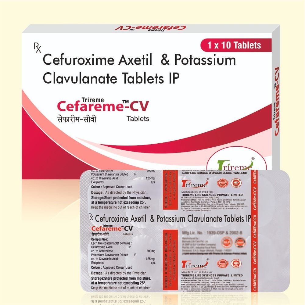 Cefuroxime Axetil 500 mg + Potassium Clavulanate 125 mg Tablets  Broad-Spectrum Antibiotic for Bacterial Infections