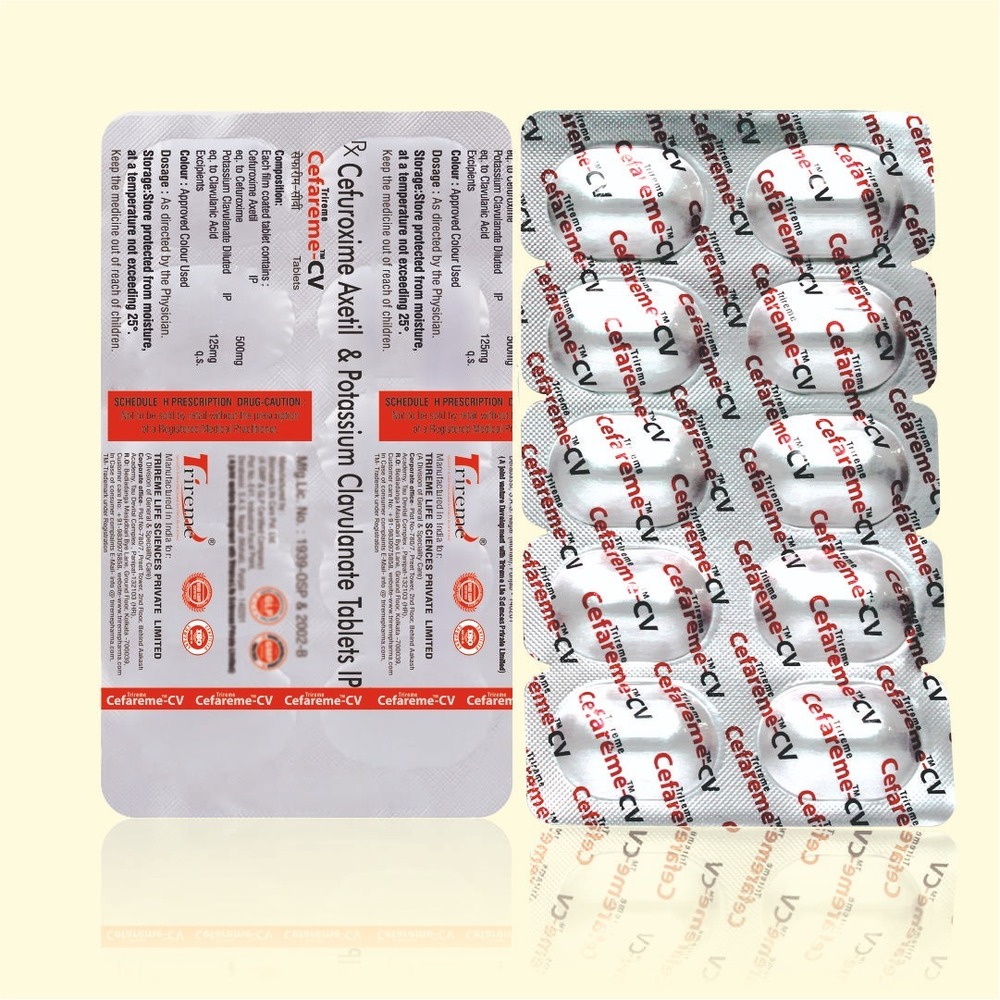 Cefuroxime Axetil 500 mg + Potassium Clavulanate 125 mg Tablets  Broad-Spectrum Antibiotic for Bacterial Infections