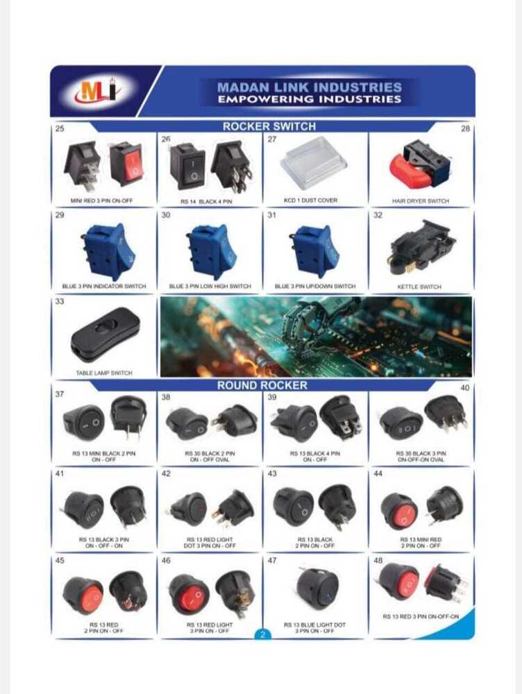   Rocker switch blue 3 pin up down switch 