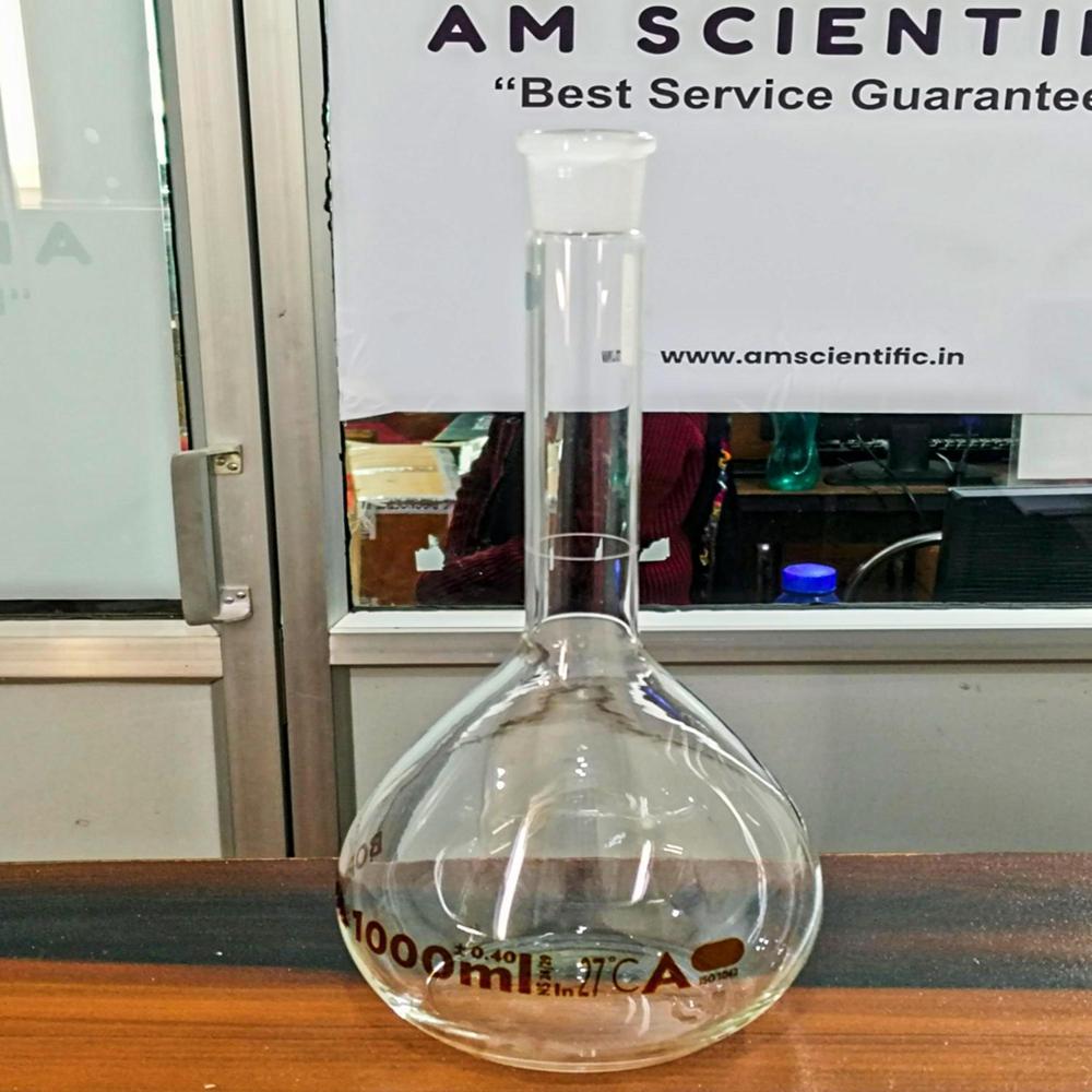 Volumetric Flasks Class A, 1000ml Narrow Mouth, Clear, With Individual Calibration Certificate - Color: Transparent