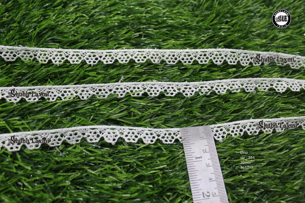 Fancy Gpo White Lace - Polyester, 20 Mtr Length, 1 Inch Width | Flower Lace Pattern, One-sided Design, Elegant Border Finish
