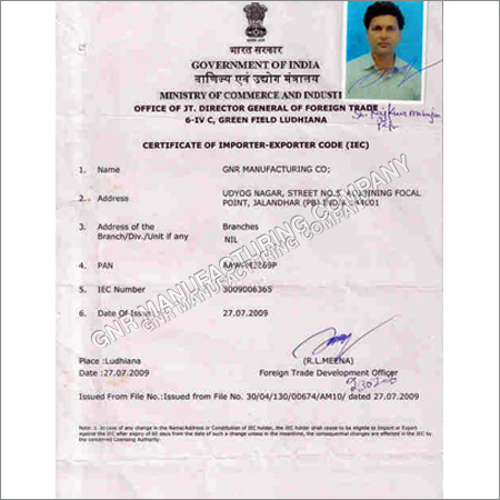 OUR COMPANY EXPORT LICENCE