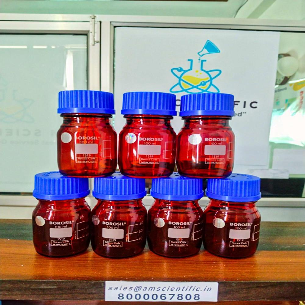 Reagent Bottles 100ml Narrow Mouth With Scre - Color: Red
