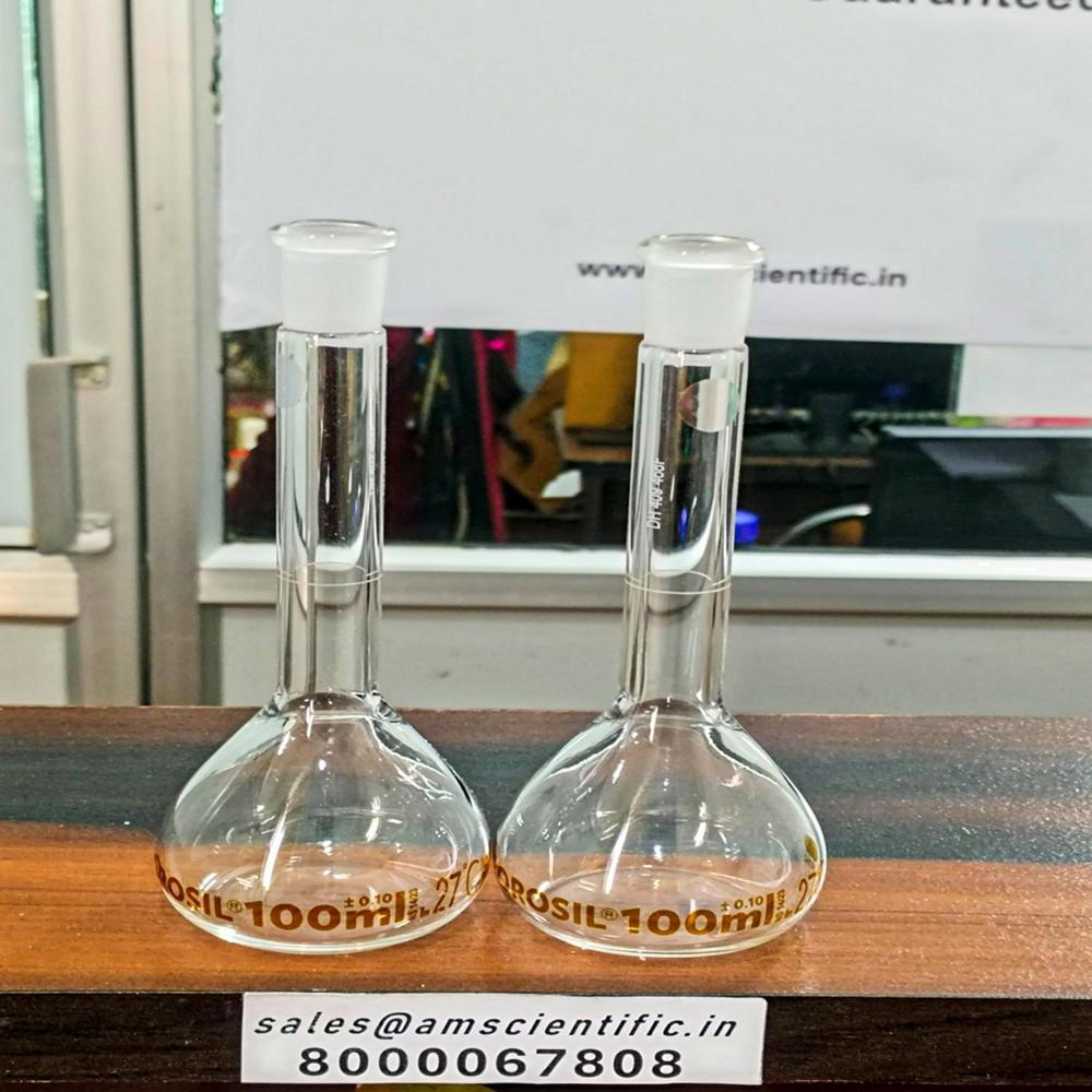 Volumetric Flasks Class A,100ml Narrow Mouth, Clear, With Individual Calibration Certificate - Color: Transprent