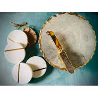 Agate Cake Platter With Knife And Marble Coasters - Automatic Grade: Manual
