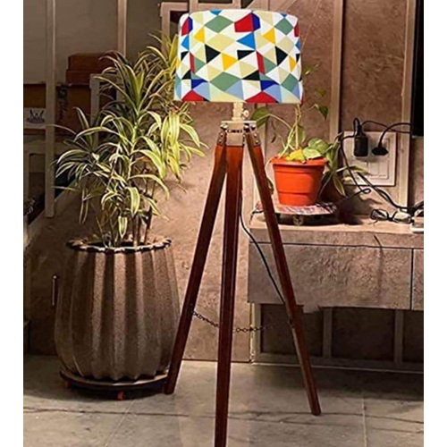 Wooden Handcrafted Floor Lamp - Color: Multi