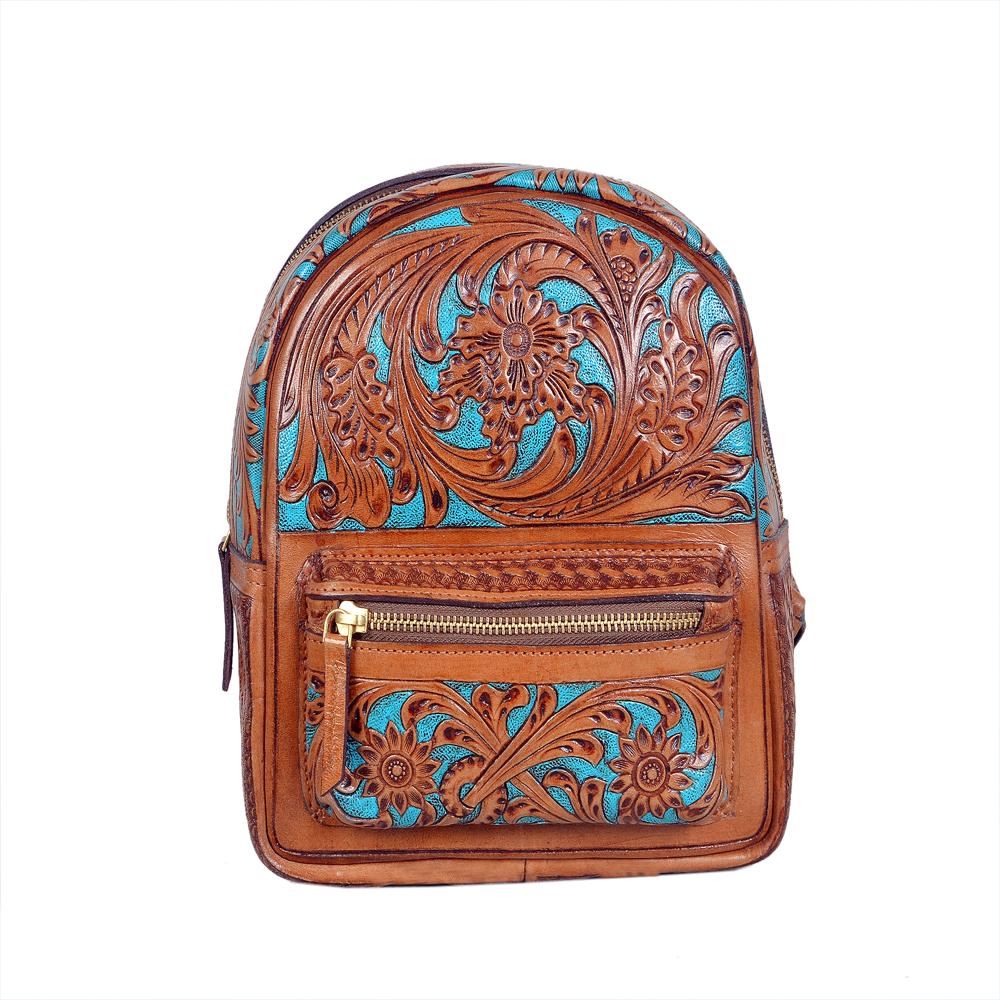 HANDCRAFTED & TOOLED LEATHER BACK PACK