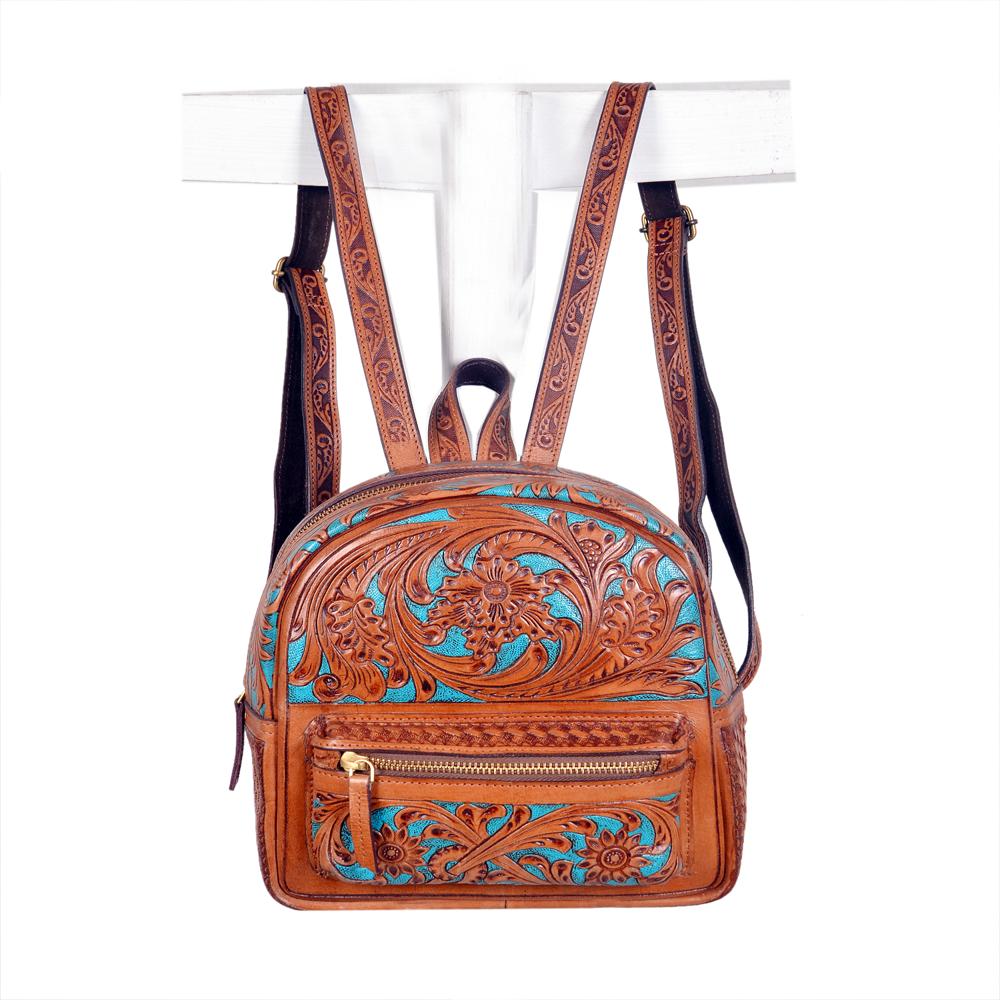 HANDCRAFTED & TOOLED LEATHER BACK PACK