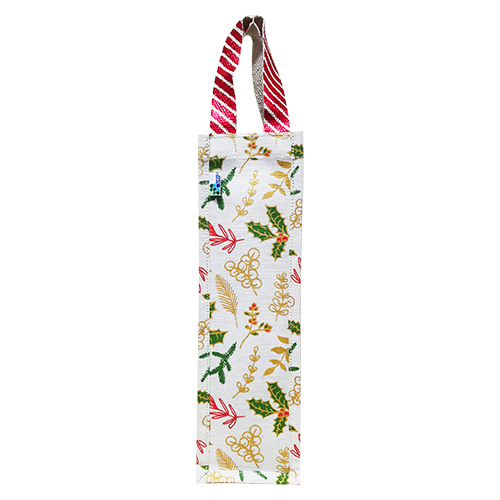 Leaf Printed jute water bottle carry bag