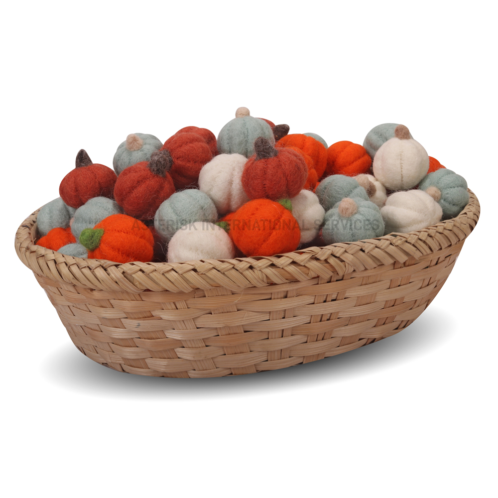 Handmade Halloween Felt Pumpkins - Coating Material: Natural Wool
