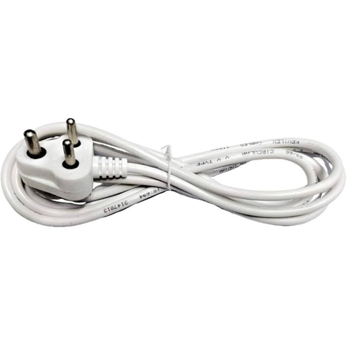 3 Pin Lead Power Cord - Color: White