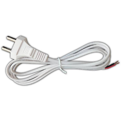 2 Pin White Lead Power Cord - Conductor Material: Copper