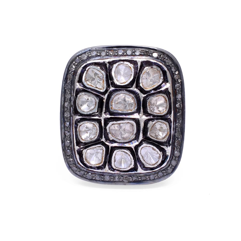 Diamond Polki ring in sterling Silver