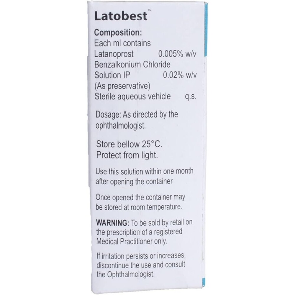Latobest Drops - 2.5 Ml Liquid | Easy Application, Effective Treatment For Ocular Hypertension And Glaucoma, Trusted Quality Control
