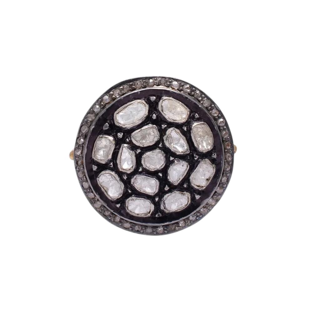 Natural Diamond Polki ring in sterling Silver