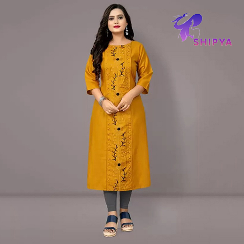 Women Embroidered Cotton Blend A Line Kurta - Copy