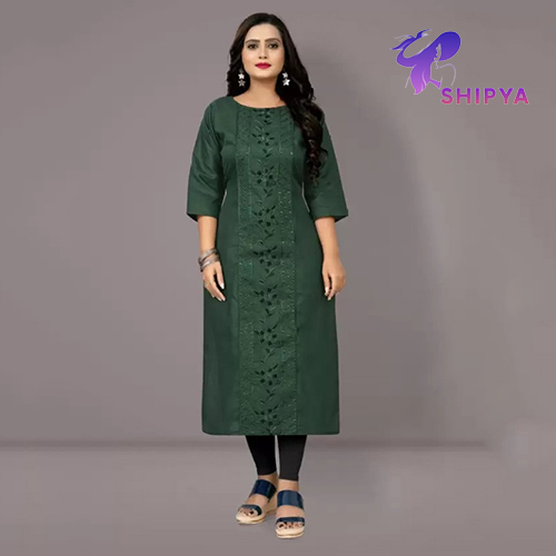 Women Embroidered Cotton Blend A Line Kurta - Copy