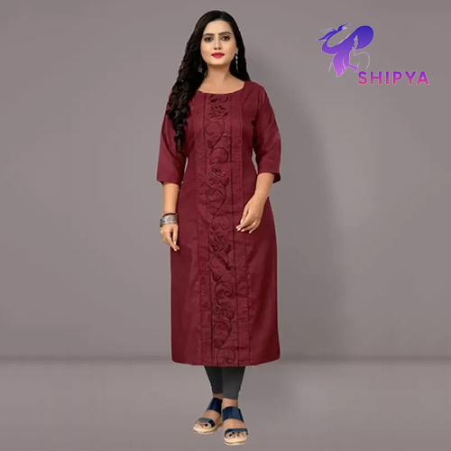 Women Embroidered Cotton Blend A Line Kurta - Color: Different Available