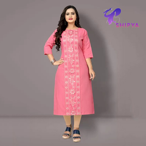 Women Embroidered Cotton Blend A Line Kurta - Color: Different Available