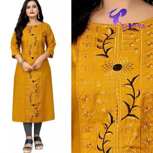 Designer Cotton Three Quarter Sleeve Kurti