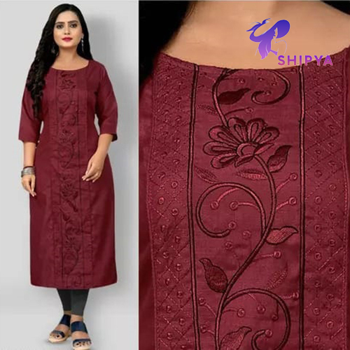 Designer Cotton Three Quarter Sleeve Kurti