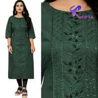 Designer Cotton Three Quarter Sleeve Kurti