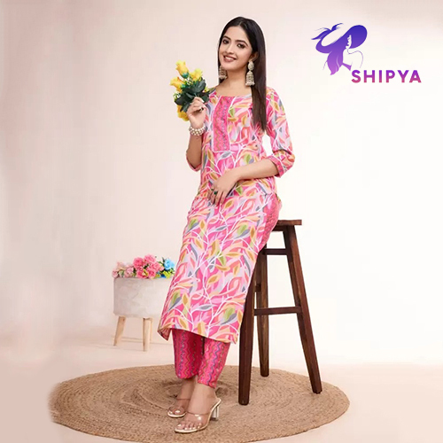 Women Cotton Blend Kurta Pant Set - Color: Different Available