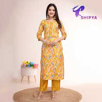 Women Cotton Blend Kurta Pant Set