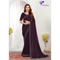 Embroidered Satin Silk Saree With Fancy Work Blouse - Color: Different Available