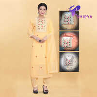 Women Embroidered Straight Kurta With Pant And Dupatta