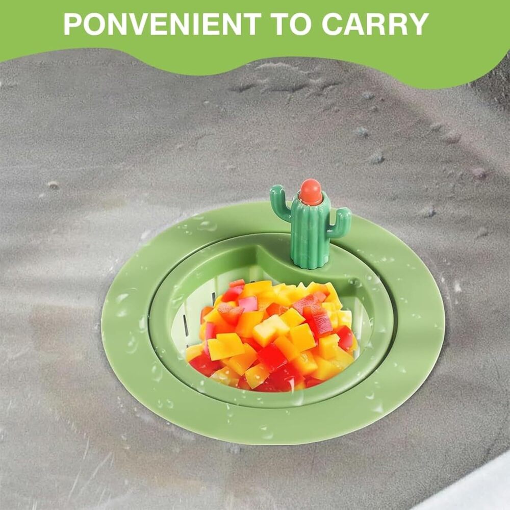 Cactus Kitchen Sink Drain Strainer - Durable High-quality Material , Automatic Dumping Feature, Removable Openable Bottom, Universal Fit