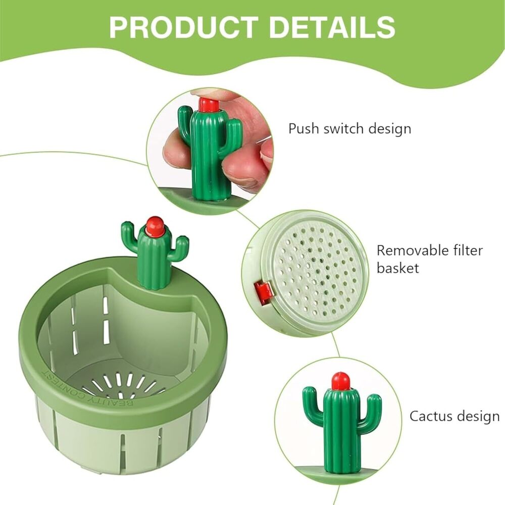 Cactus Kitchen Sink Drain Strainer - Durable High-quality Material , Automatic Dumping Feature, Removable Openable Bottom, Universal Fit