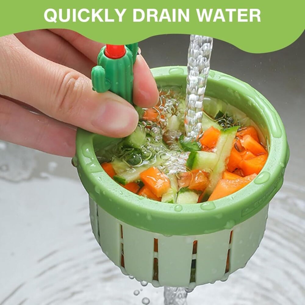 Cactus Kitchen Sink Drain Strainer - Durable High-quality Material , Automatic Dumping Feature, Removable Openable Bottom, Universal Fit