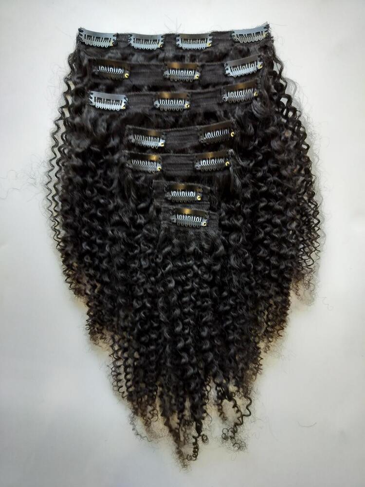 Steam curly human hair clip in set