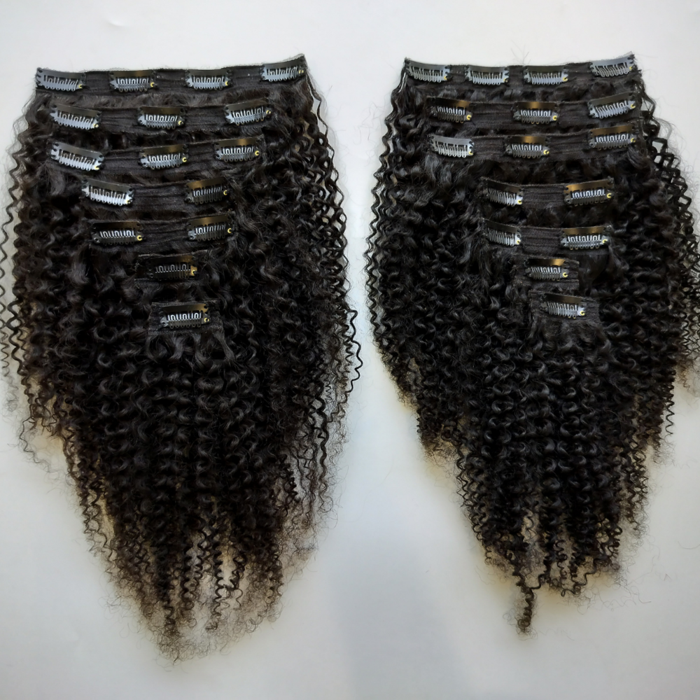 Steam curly human hair clip in set