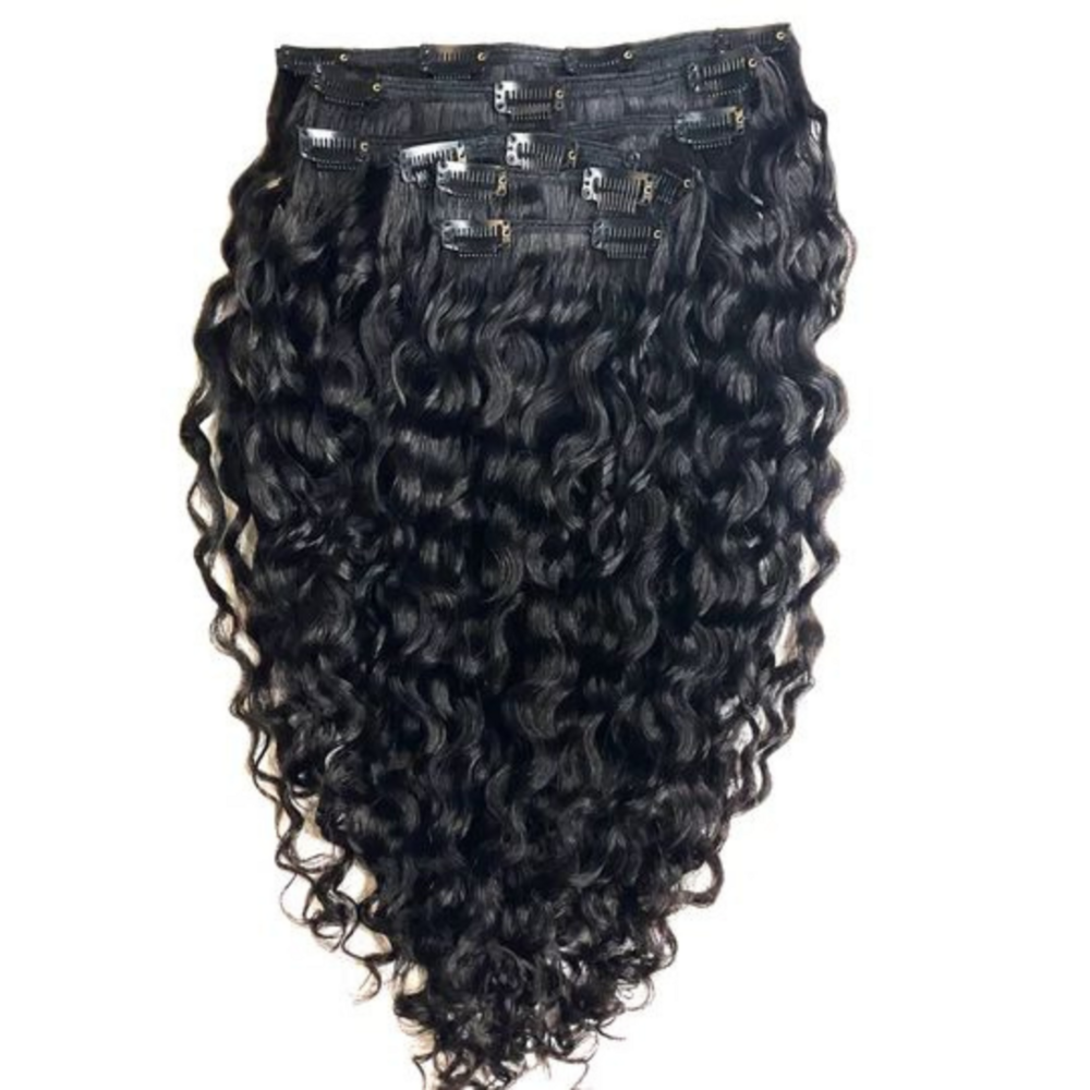 Steam curly human hair clip in set