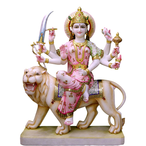 Polished Marble Lord Maa Durga Moorti