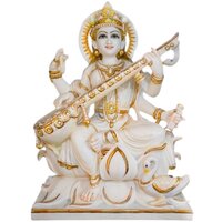 Polished Marble Maa Sarswati Moorti - Color: White