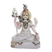 Polished Marble Mahadev Moorti - Color: White