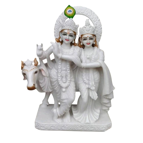 White Radha Krishna Marble Statue