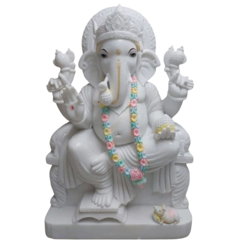 White Marble Lord Ganesh Marble Murti