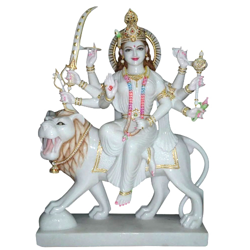 White Marble Maa Durga Marble Moorti