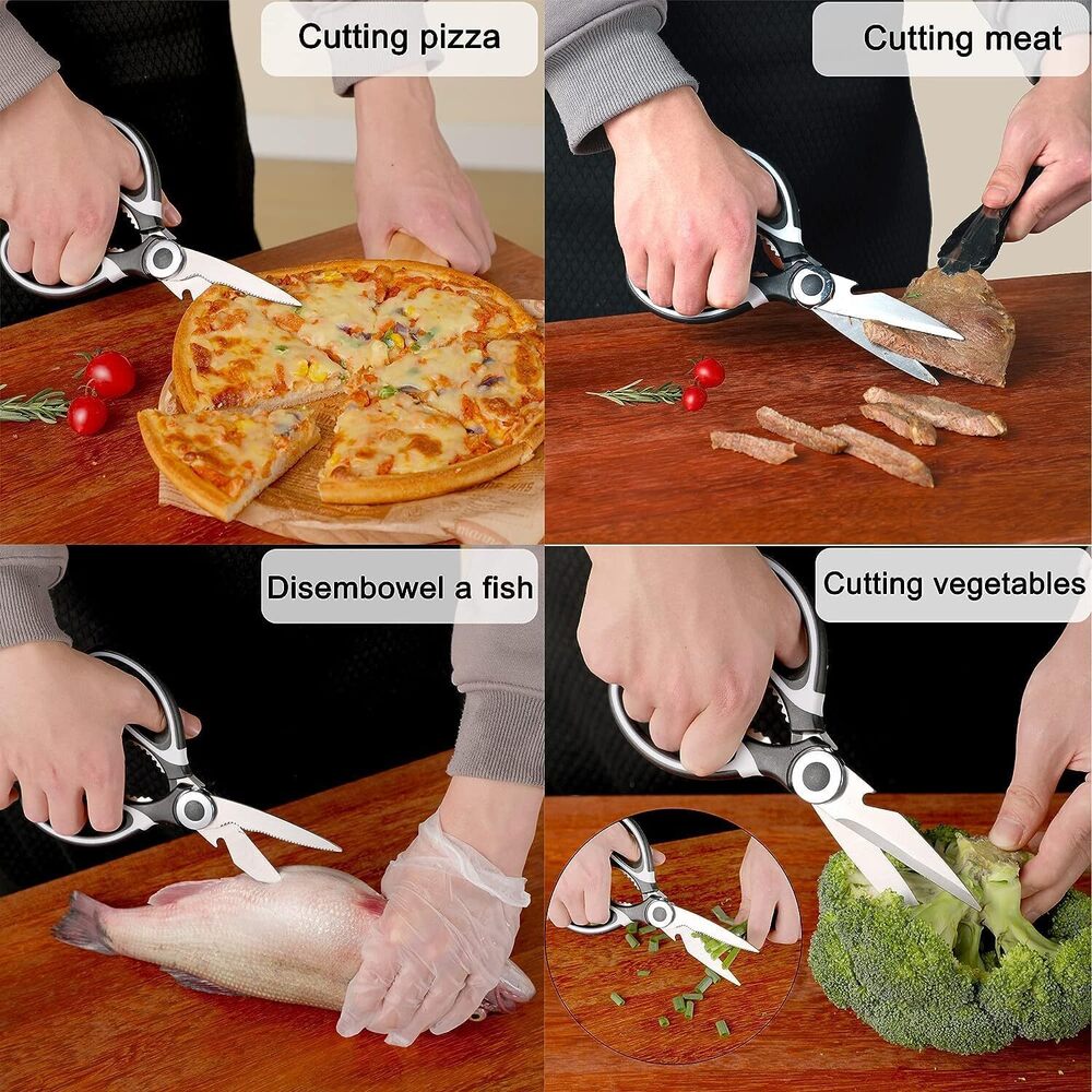 Multi Purpose Kitchen Scissors - Stainless Steel, 22l X 1w Centimeters | Heavy Duty, Multi-function, Non-slip Grip, Easy To Clean, Micro-serrated Edge