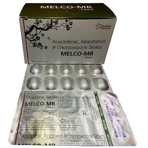 Acelofenac Paracetamol ANd Chlozoxazone Tablets