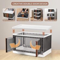 Foldable Storage Bin With Door Plastic Stackable Storage Box For Clothes, Toys, Books, Pantry