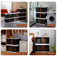Foldable Storage Bin With Door Plastic Stackable Storage Box For Clothes, Toys, Books, Pantry