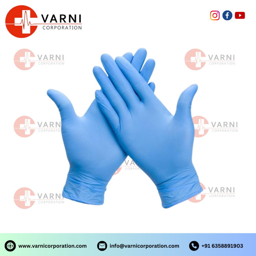 Nitrile Hand Gloves - Nitrile, 240mm Length, Blue Color, 0.1mm Thickness | Latex-free, Odour-free, Chemical Resistant For Medical And Food Handling